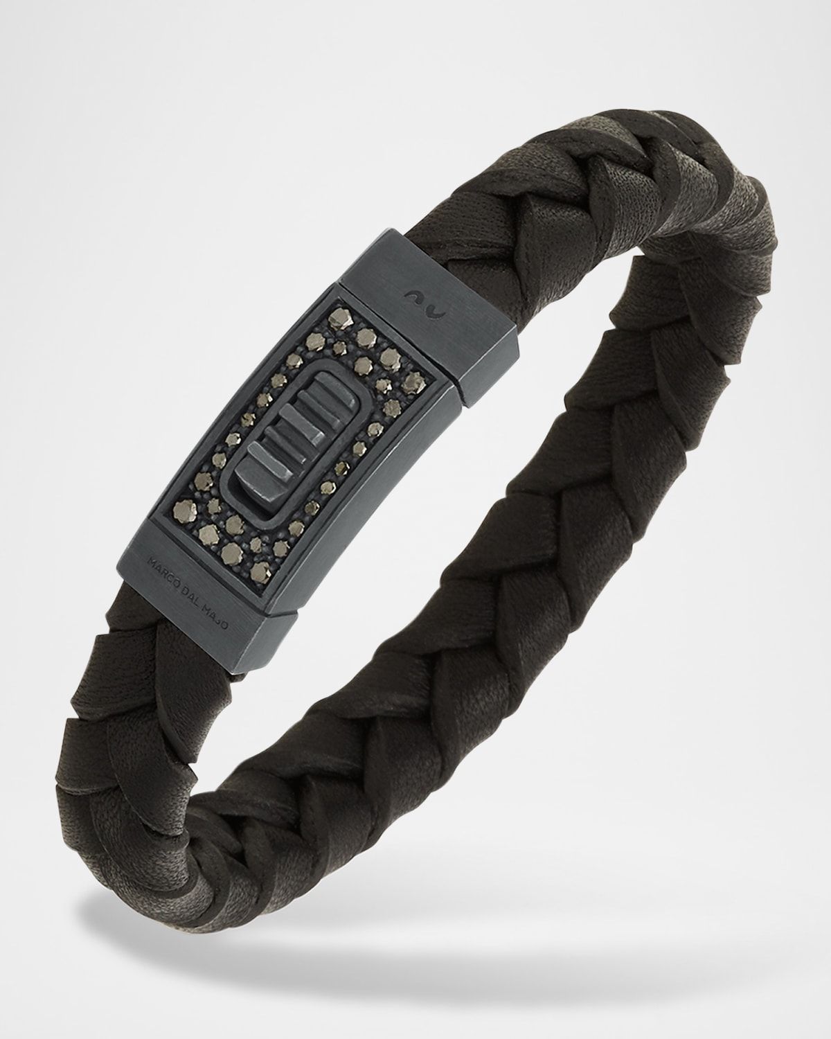 Men & apos;s Last Gladiator Thin Leather Bracelet with Black Diamonds