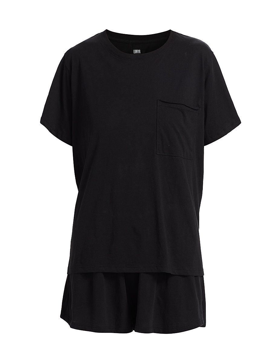 Women's Pima Cotton Short Pajamas - Immersed Black - Size XL