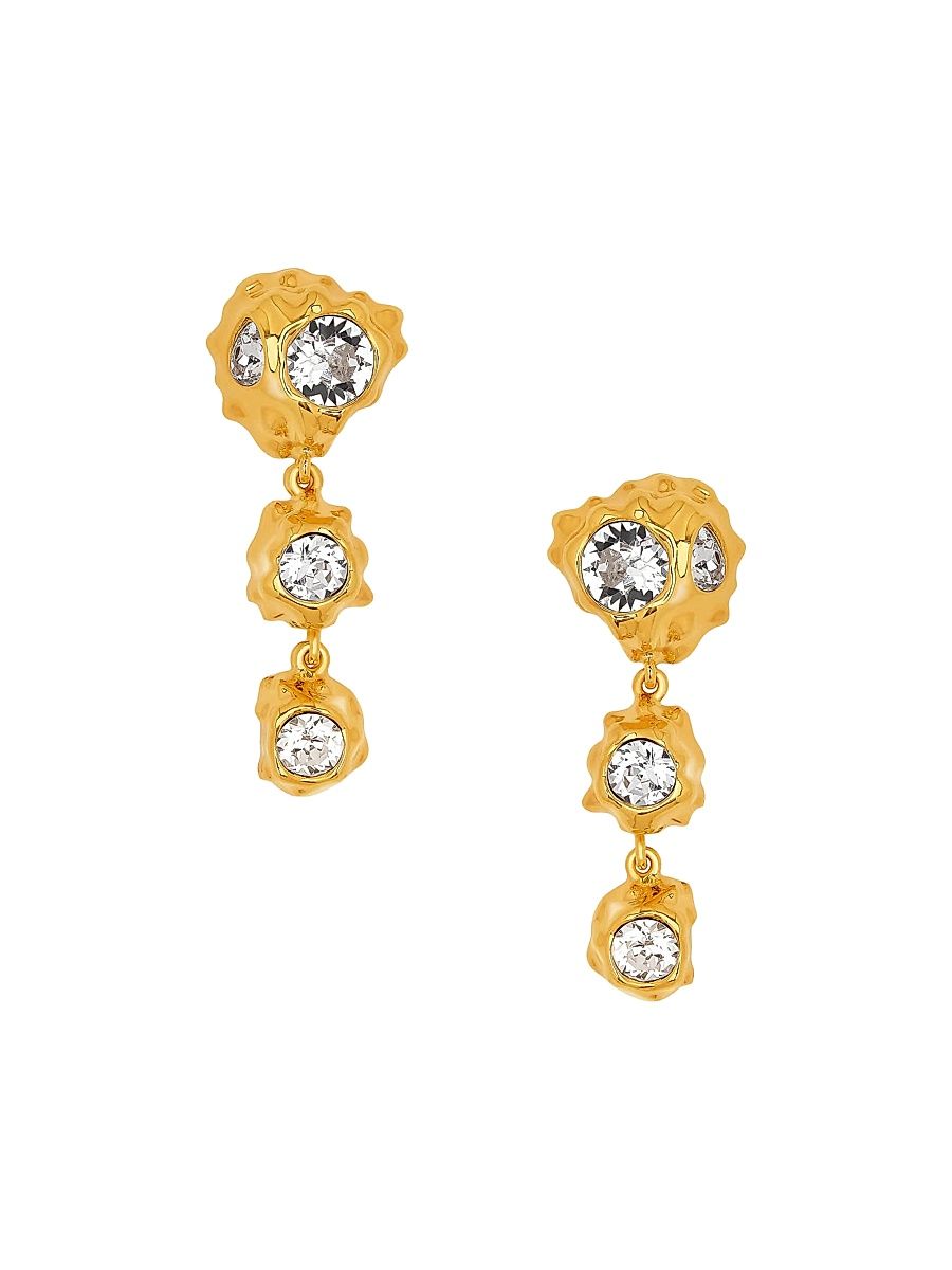Women's Textured Scramble 24K-Gold-Plated & Glass Crystal Drop Earrings - Crystal