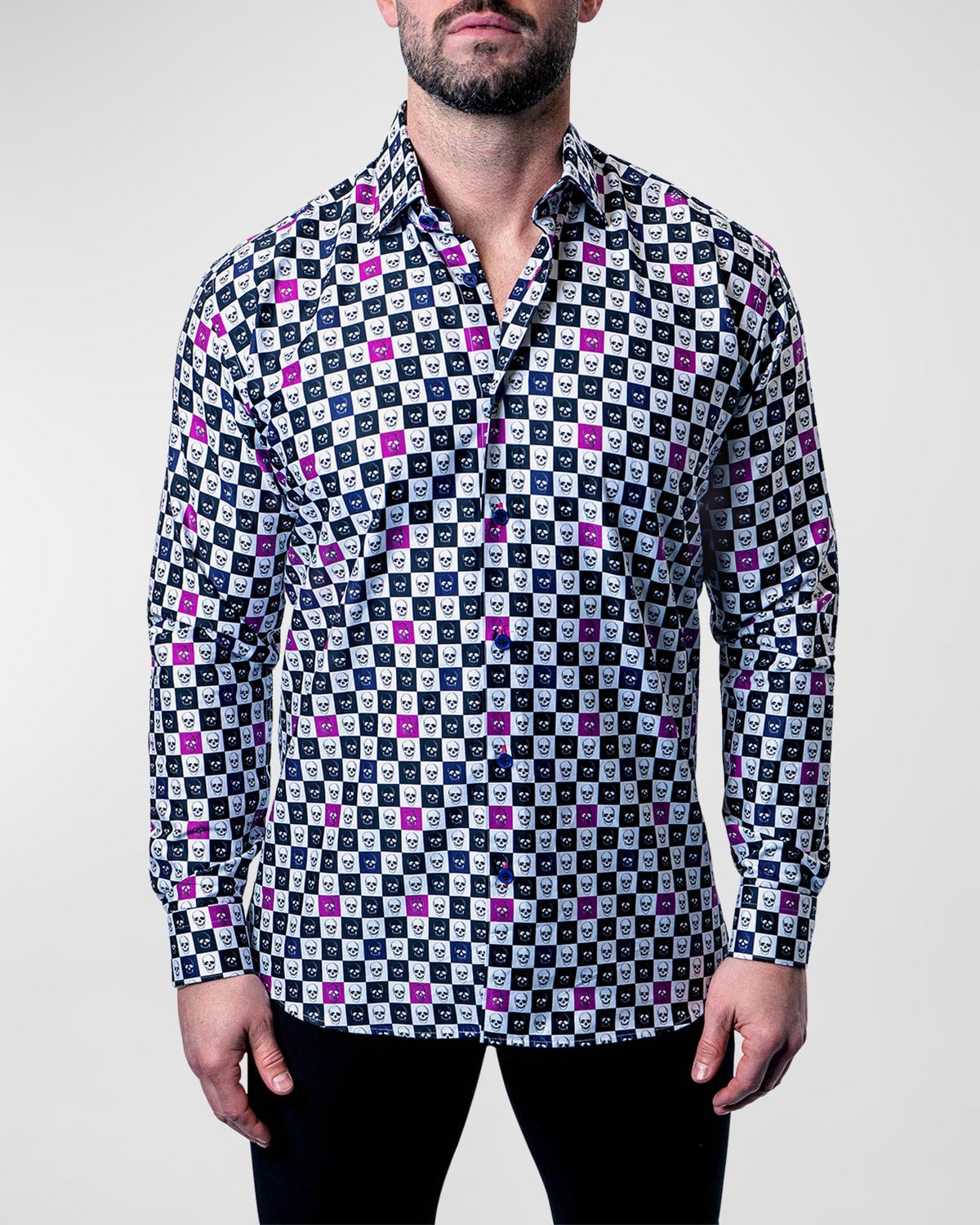 Men & apos;s Fibonacci Skull Squares Dress Shirt