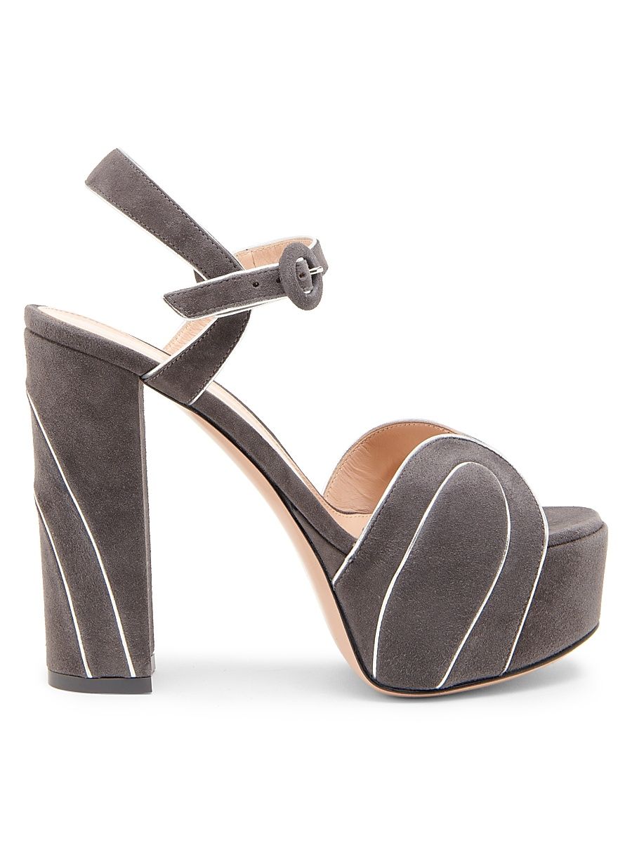 Women's 120MM Suede Platform Sandals - Silver Lapis - Size 12