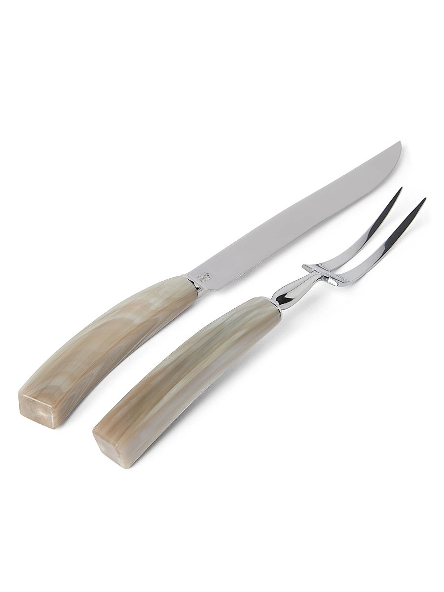 Buffalo Horn and Steel Carving Set - Natural Horn