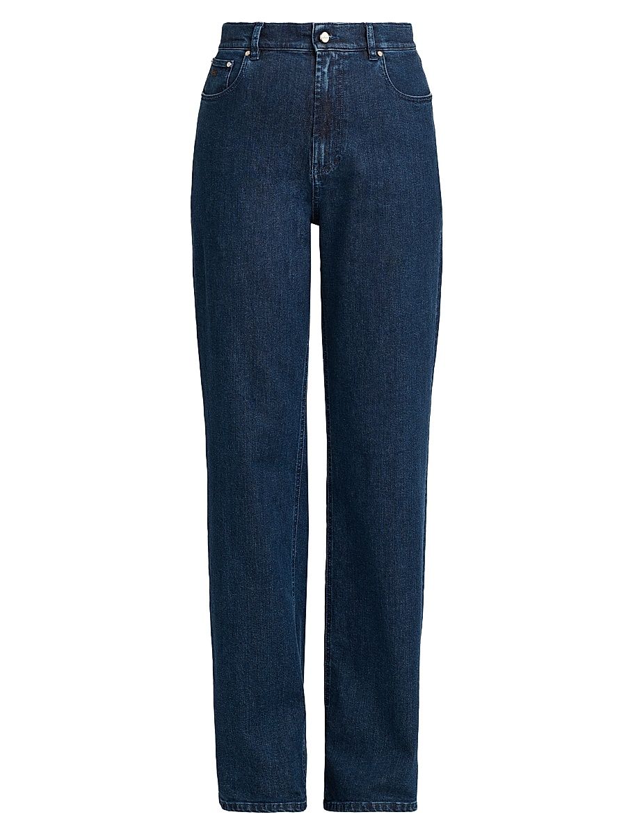 Women's Stretch-Cotton Straight Mid-Rise Jeans - Denim - Size 8