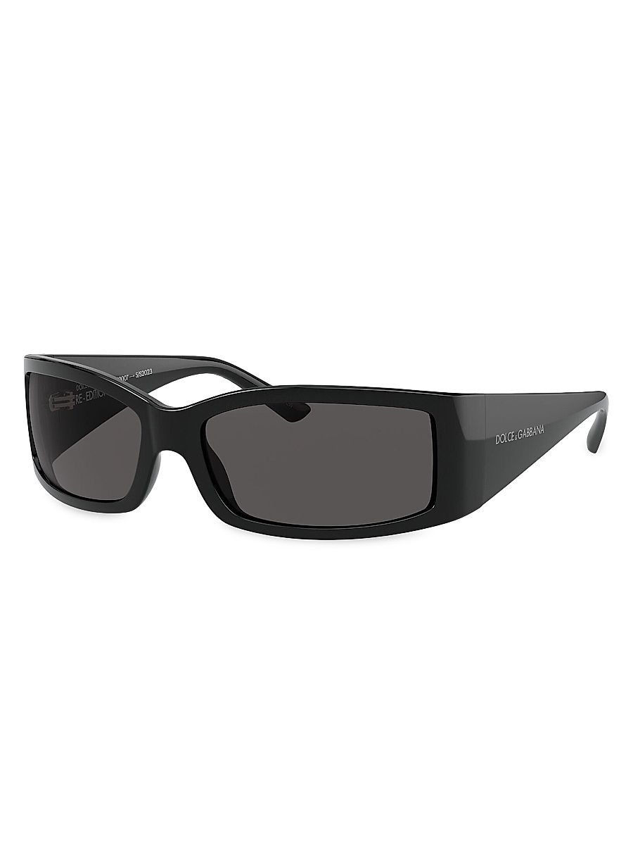 Men's 61MM Propionate Rectangular Sunglasses - Black
