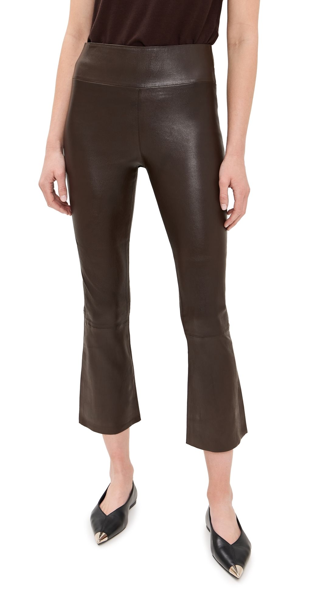 SPRWMN Grace Leather Crop Flare Pants Americano XL