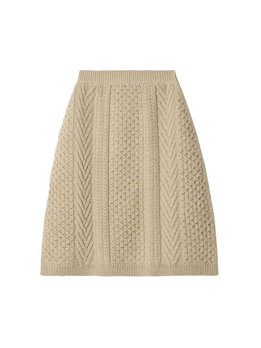 Women's Eileen Wool-Cashmere Knee-Length Skirt - Beige Melange - Size XS