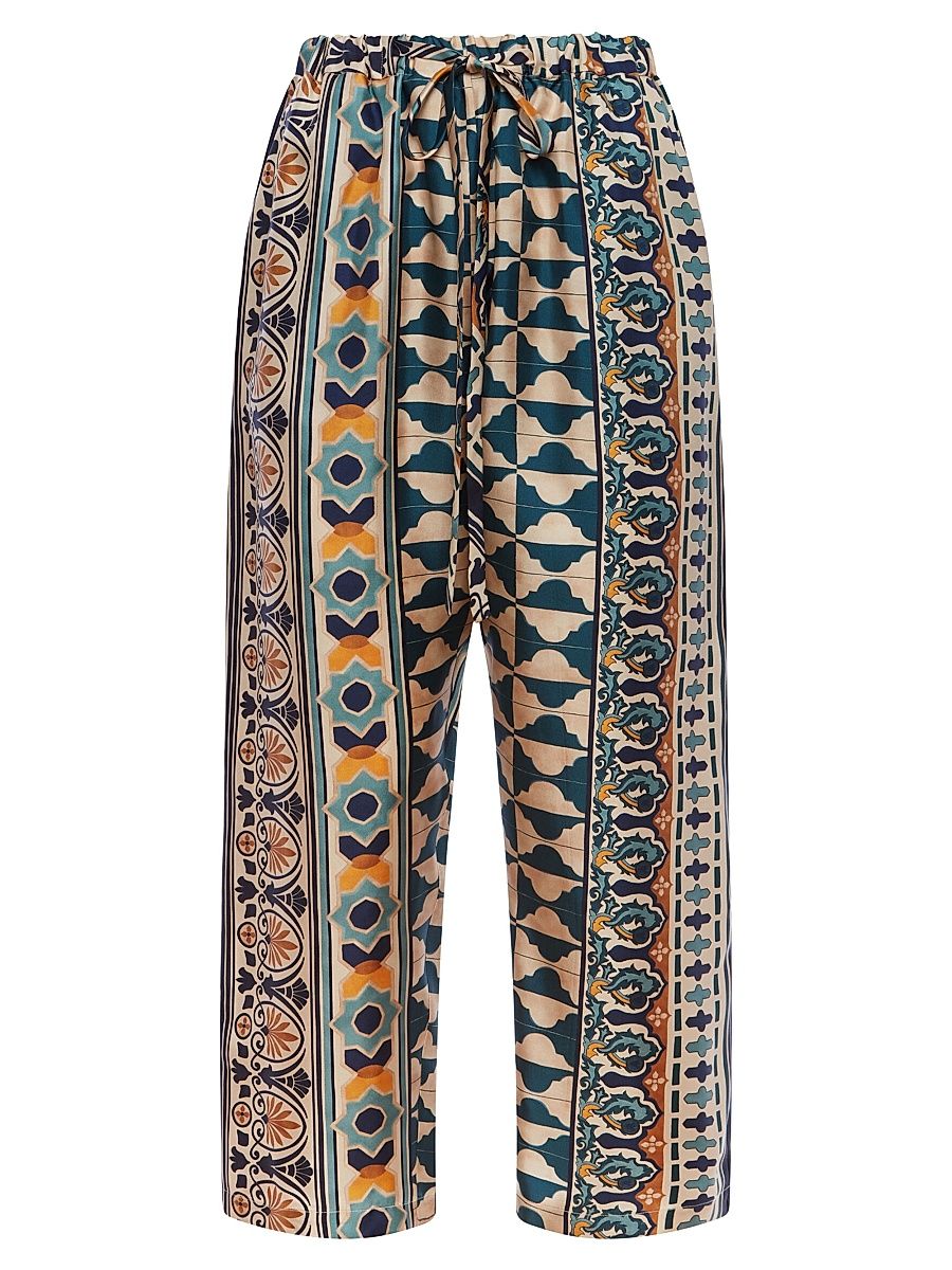 Women's Drawstring Pants - Casareale Plac Cream - Size Medium