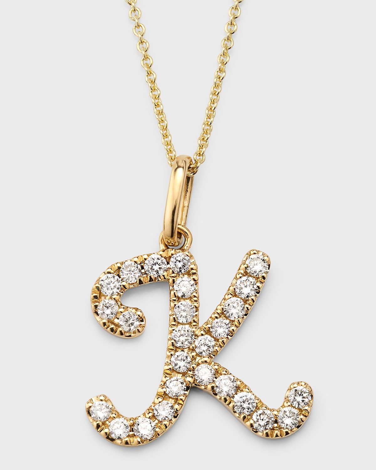 14k Diamond Pave Initial Necklace