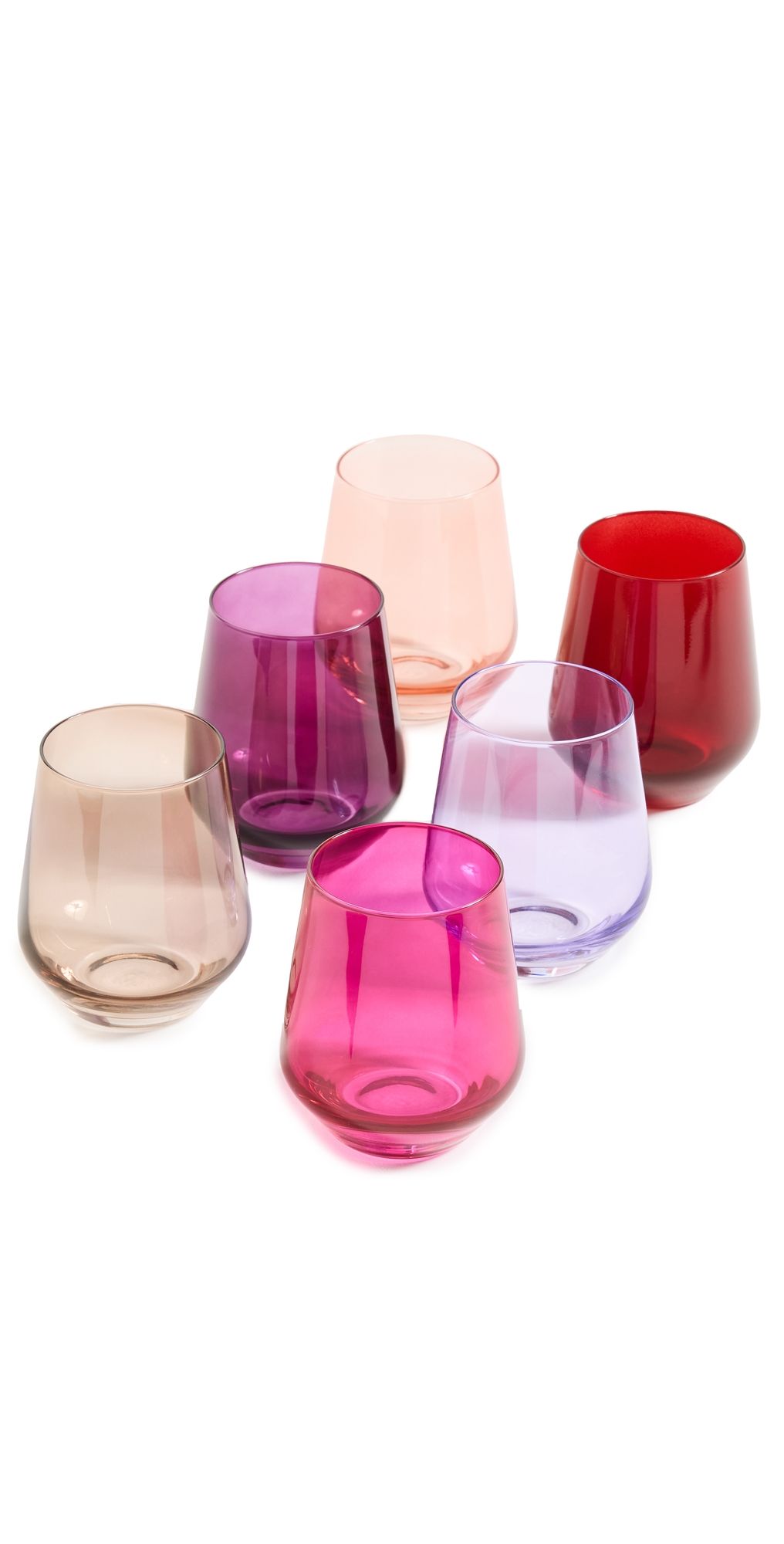 Estelle Colored Glass Stemless Set of 6 Fsa/Amth/Crl Pch/Pnk/Rd/Lav/Am One Size