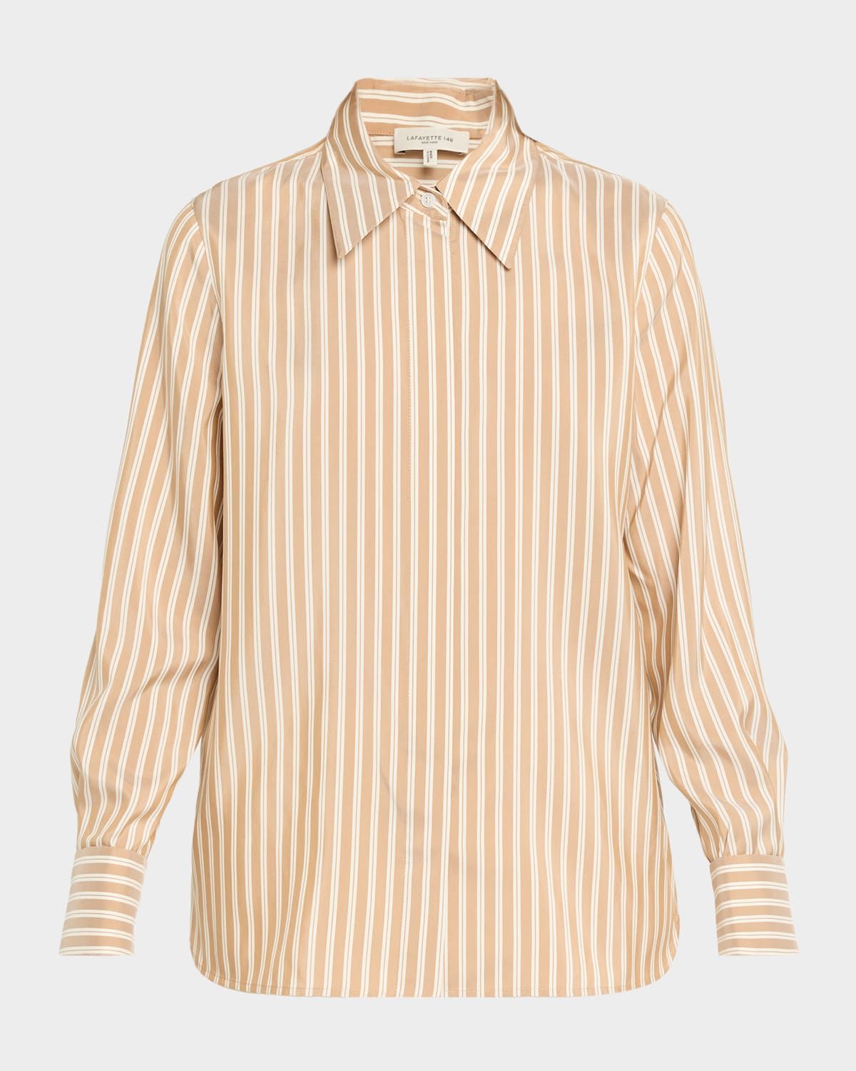 Button-Down Striped Silk Blouse