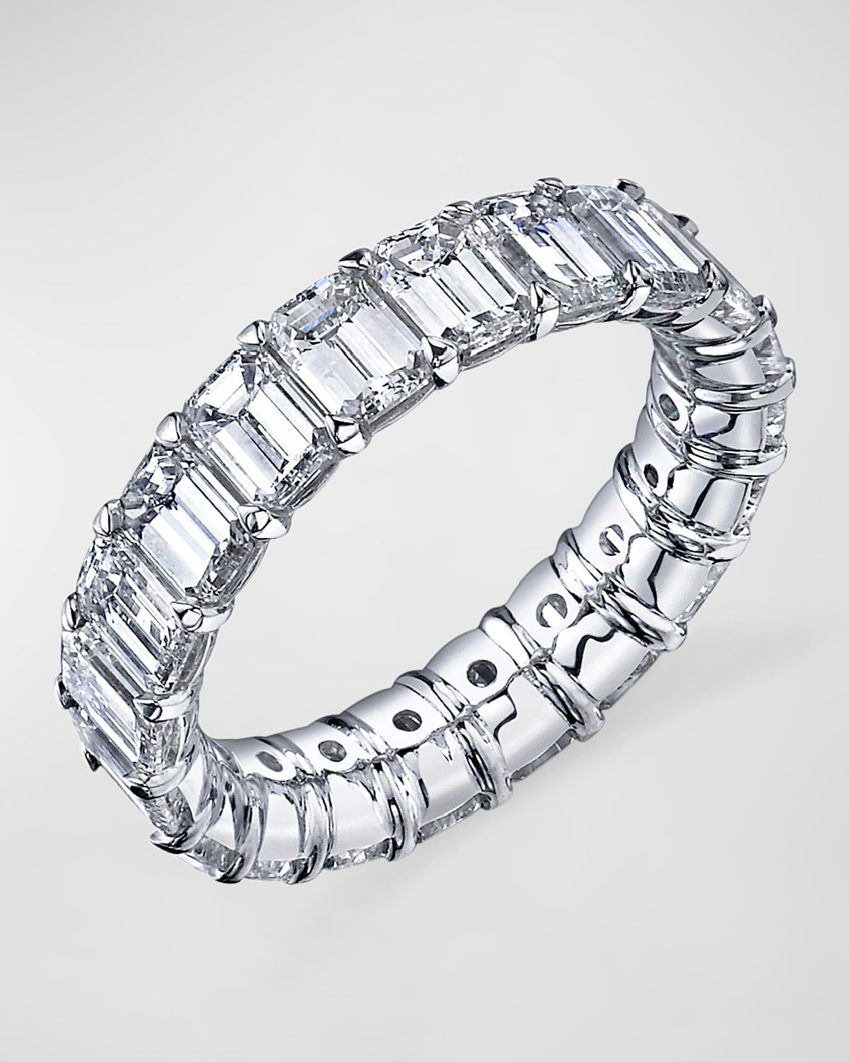 Large Platinum Eternity Band with Emerald Cut Diamonds, 9.25ct