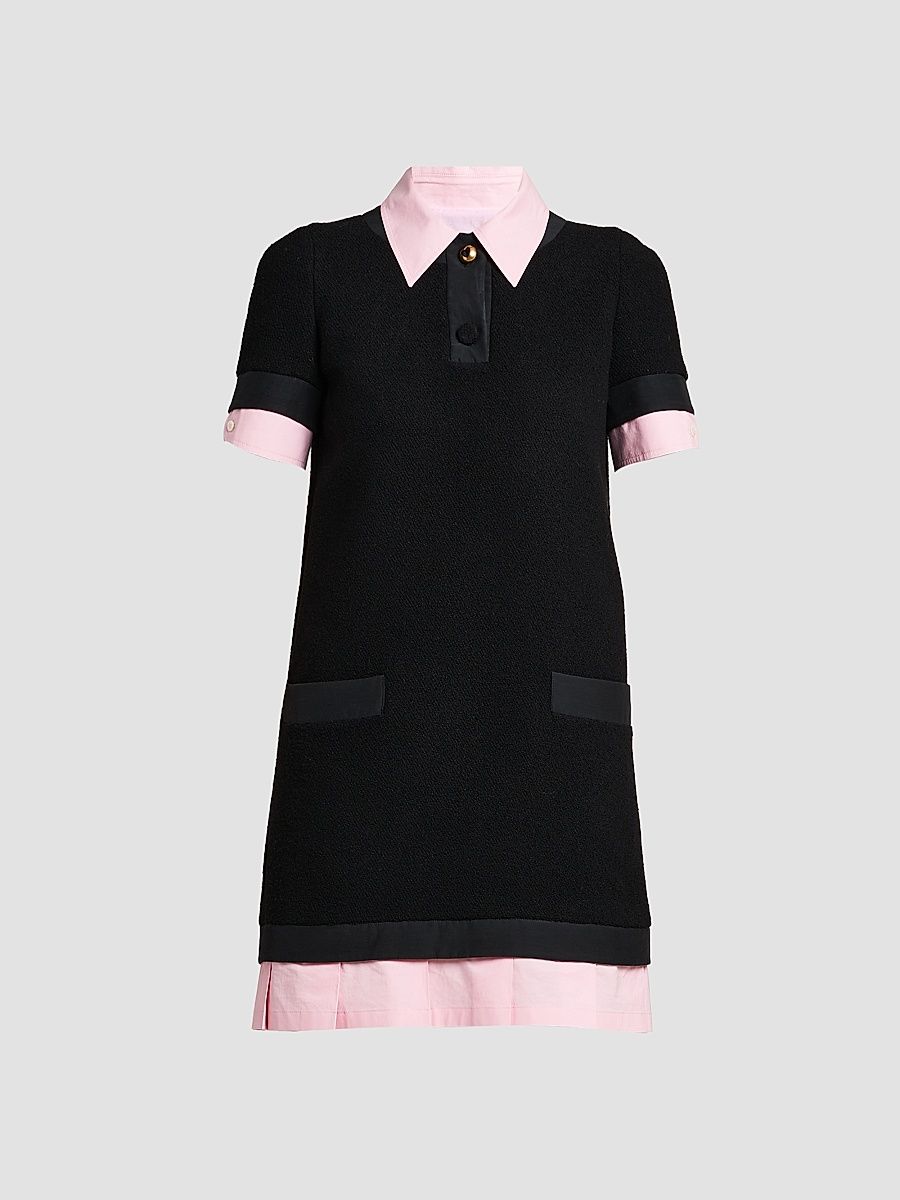 Women's Contrast-Trim Wool-Blend Mini Dress - Multi Black - Size 6