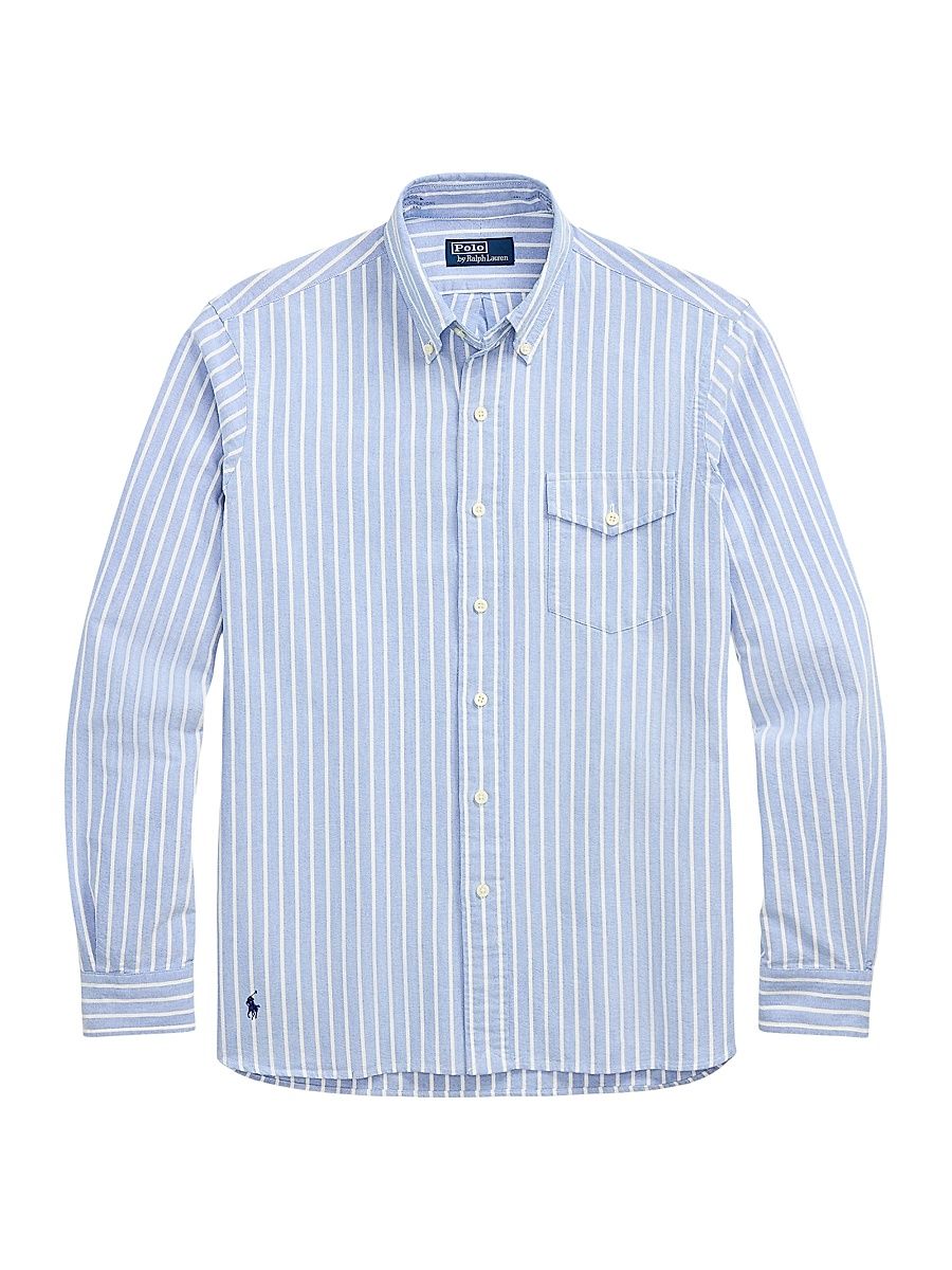 Men's Classic-Fit Oxford Shirt - Blue White - Size XL
