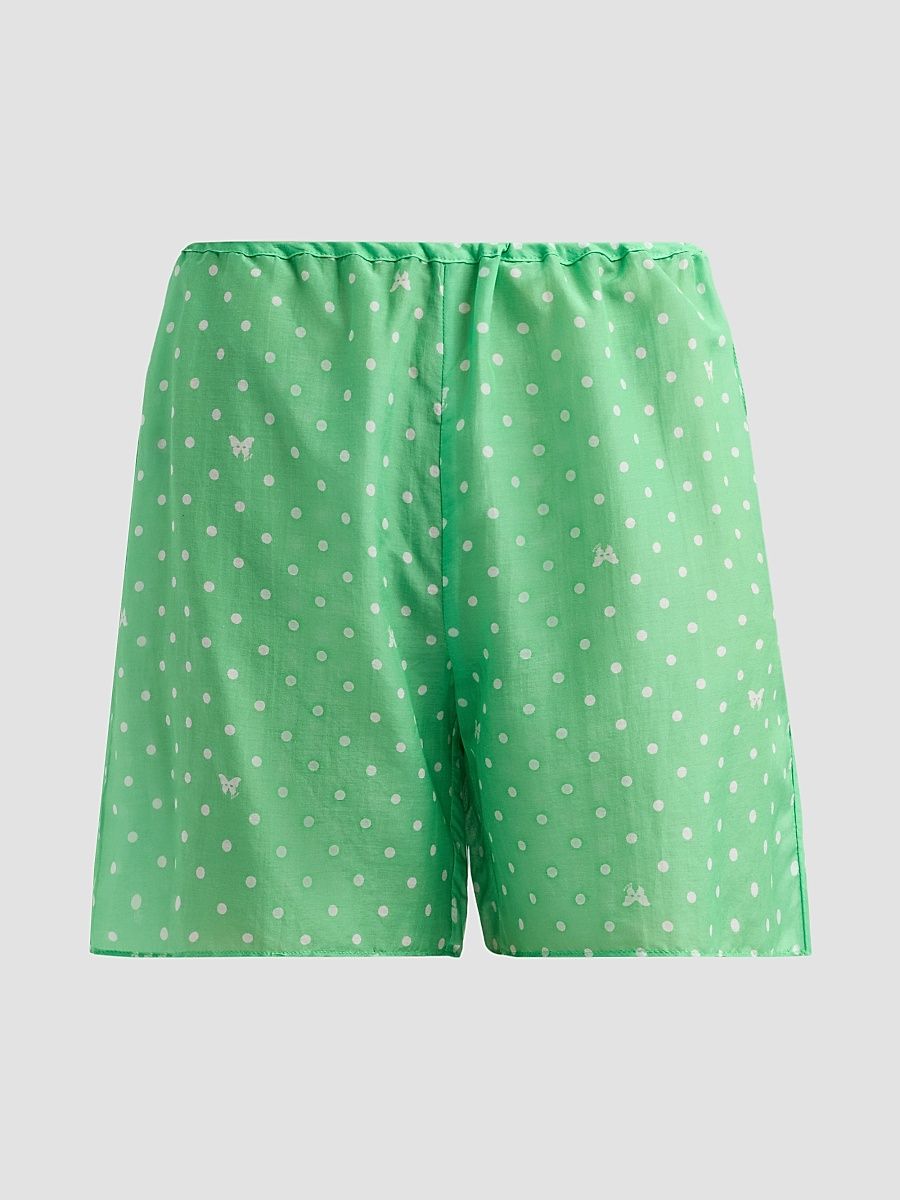 Women's High Summer Kiki Point Cotton-Silk Shorts - Pelouse And Ivory - Size Large