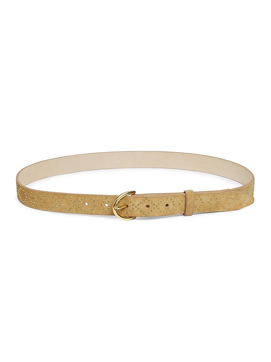 Women's Maisie Studded Suede Belt - Caramel - Size Medium