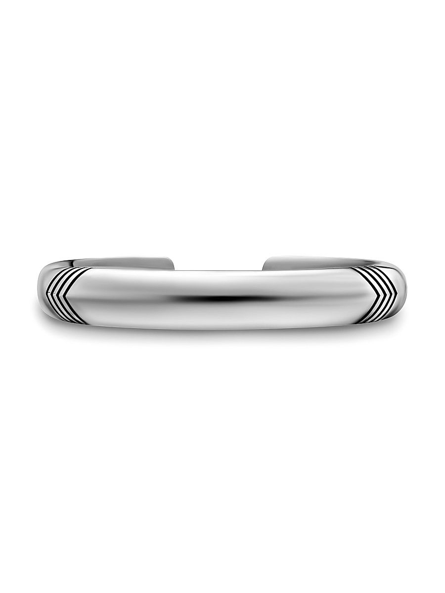 Men's Chevron Bold Cuff Bracelet in Sterling Silver, 12MM - Silver - Size Medium