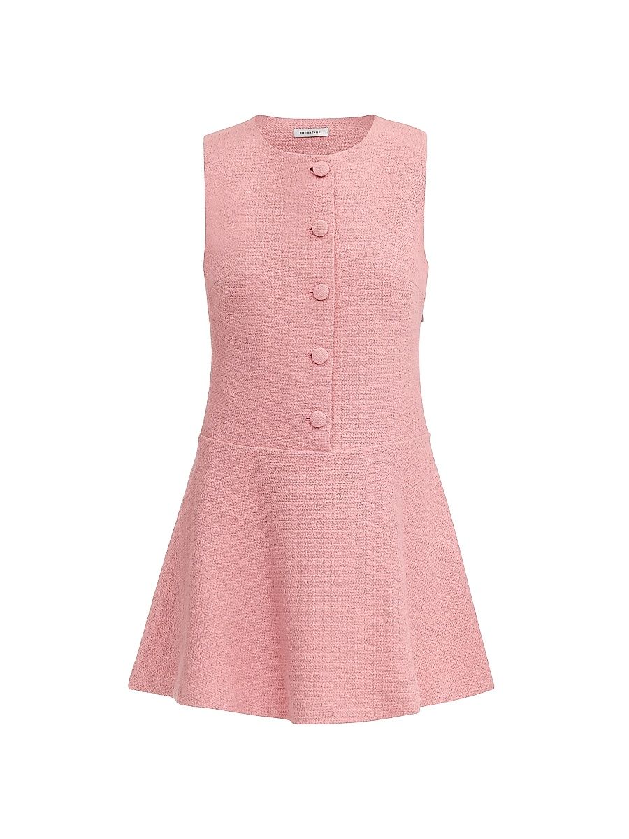 Women's Margot Cotton Tweed Drop Waist Minidress - Vintage Rose - Size 0