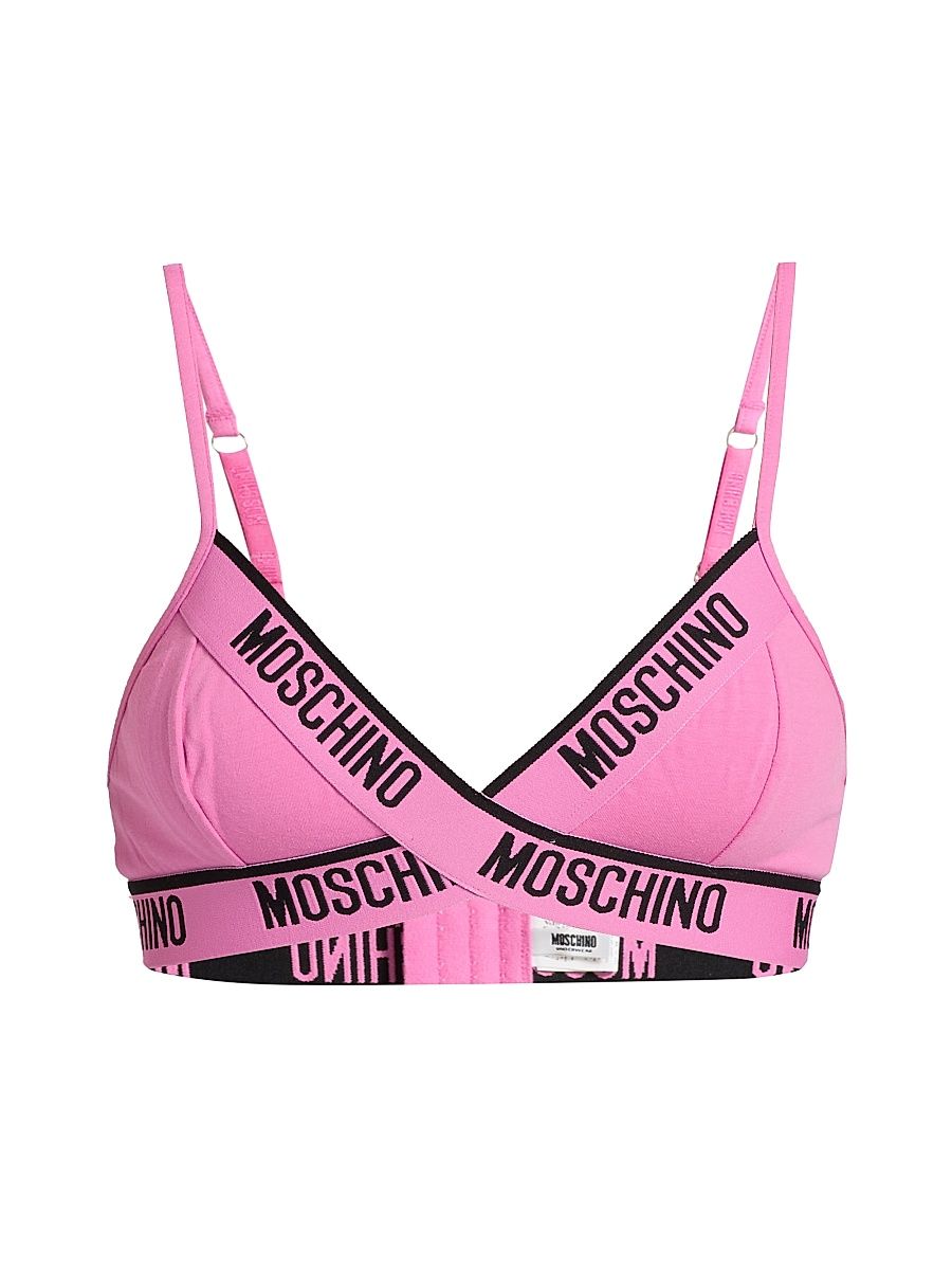 Women's Moschino Intimo Donna Logo Triangle Bra - Fucsia - Size XL