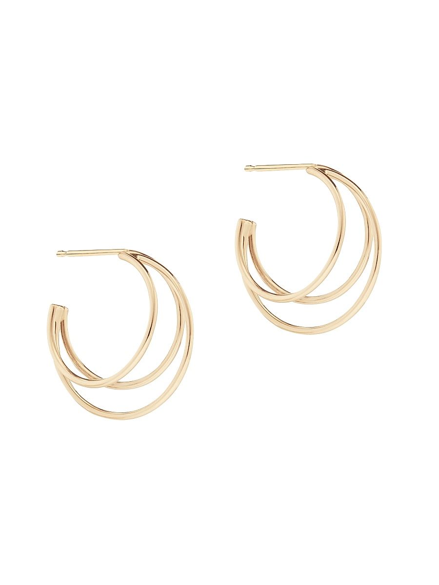 Women's 14K Yellow Gold Triple Wire Hoops - Gold