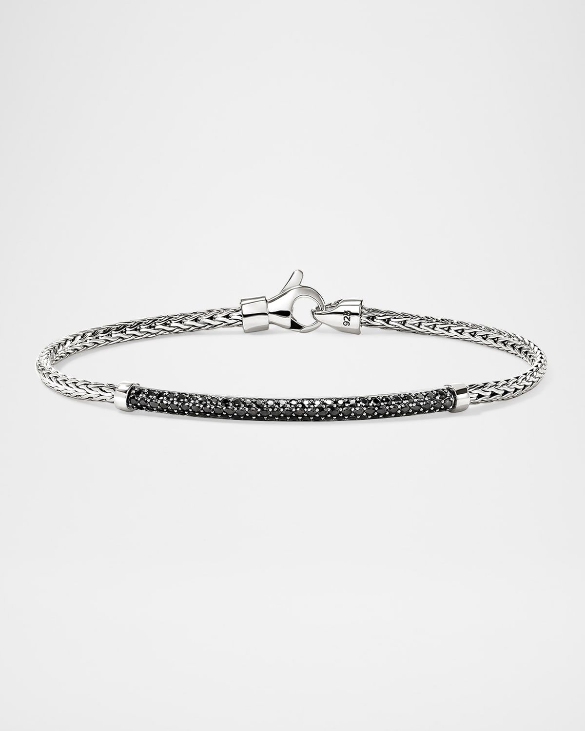 JH Essential Sterling Silver Black Sapphire Pave Bracelet, 2.5mm