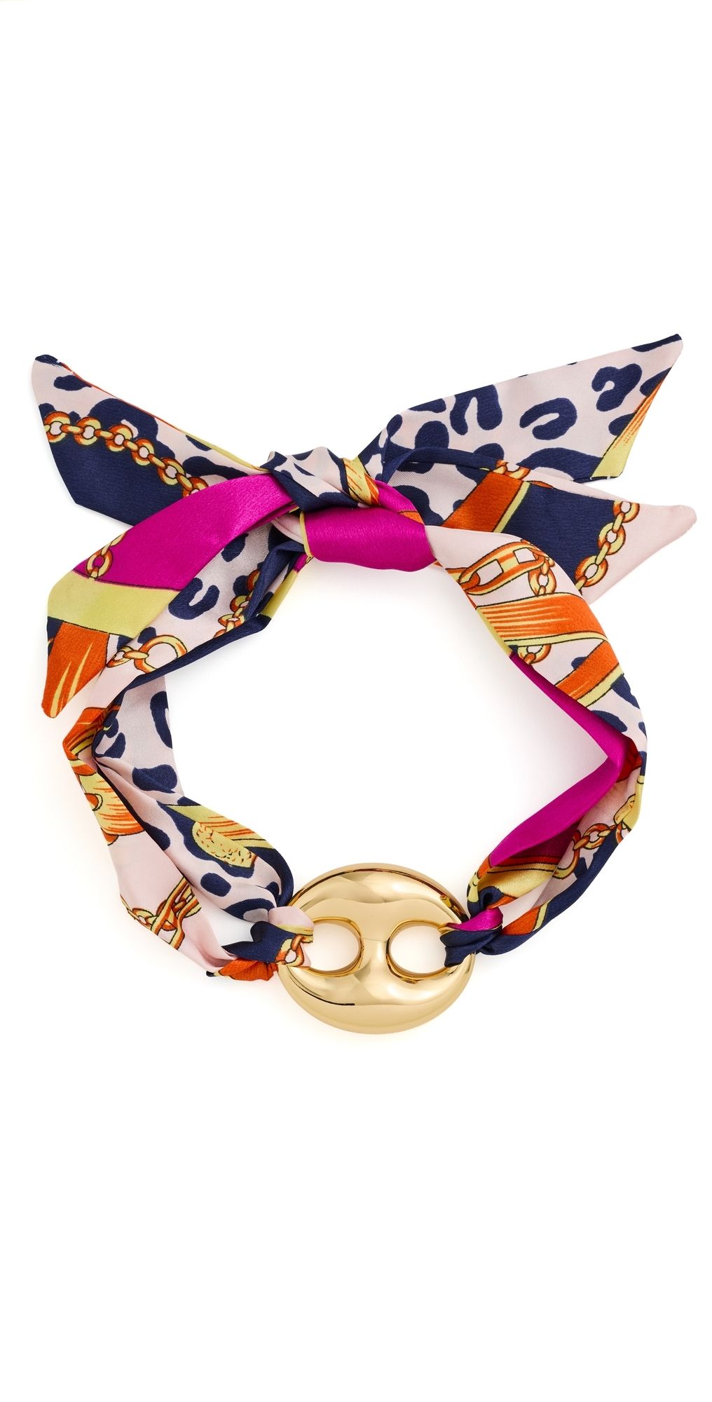 By Adina Eden Gold Mariner Vibrant Scarf Chain Necklace Multi Color One Size