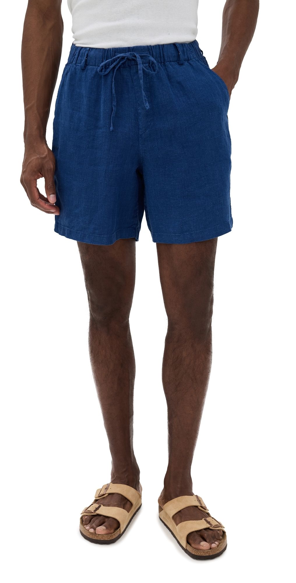 Bather Navy Linen Leisure Shorts 6.25 Navy M