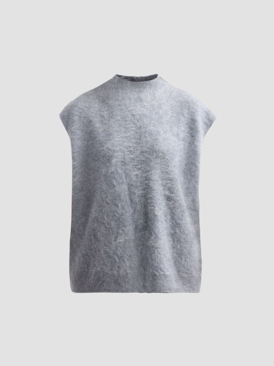rag & bone Women's Jada Brushed Cashmere Mock-Neck Vest - Heather Grey - Size XL