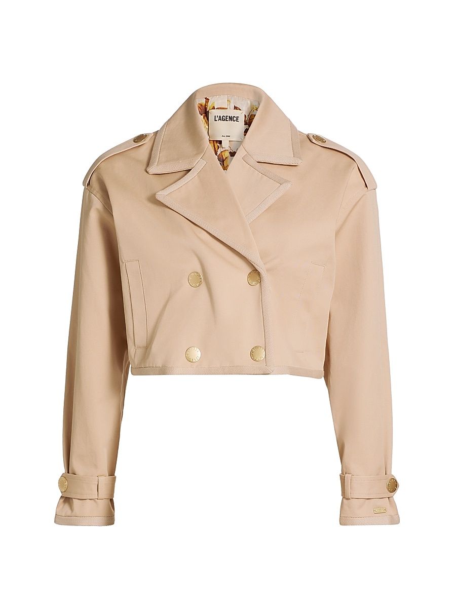 Women's Kento Cotton Crop Trench Jacket - Ikebana - Size XL
