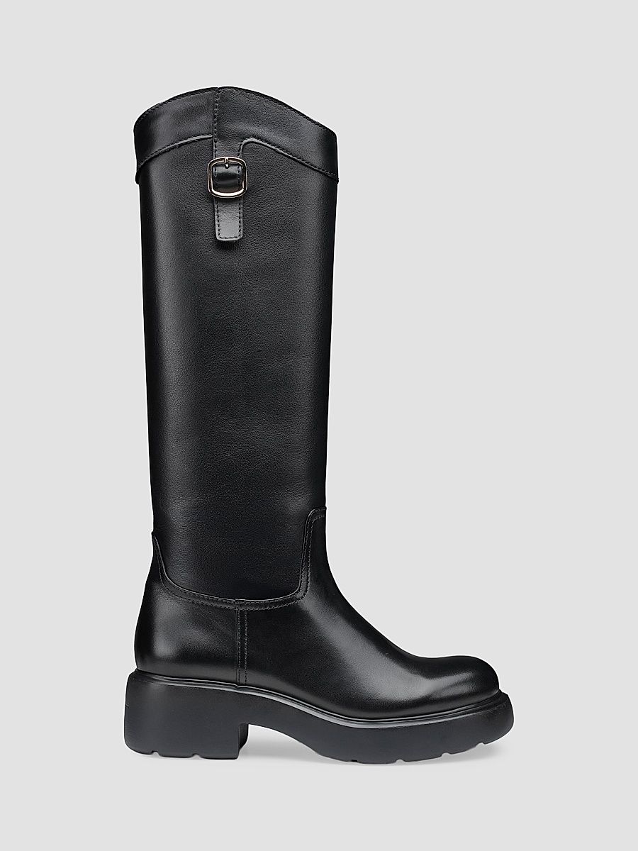 Santoni Women's 35MM Knee-High Leather Boots - Black - Size 12