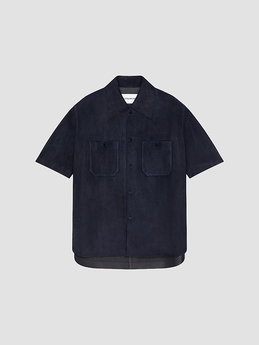 Givenchy Men's Couture Seam Overshirt in Suede - Night Blue - Size XL