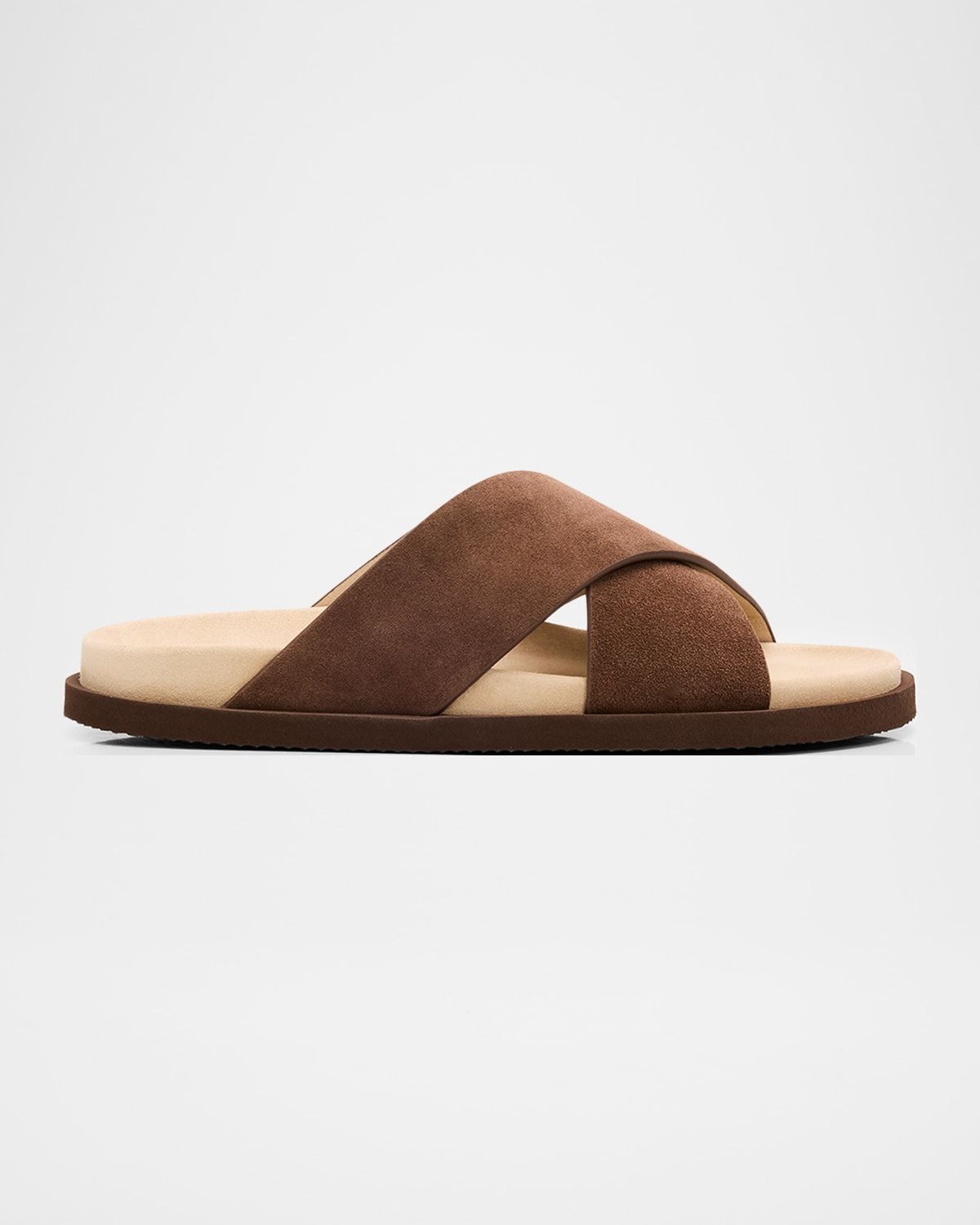 Men & apos;s Cross-Strap Suede Slides