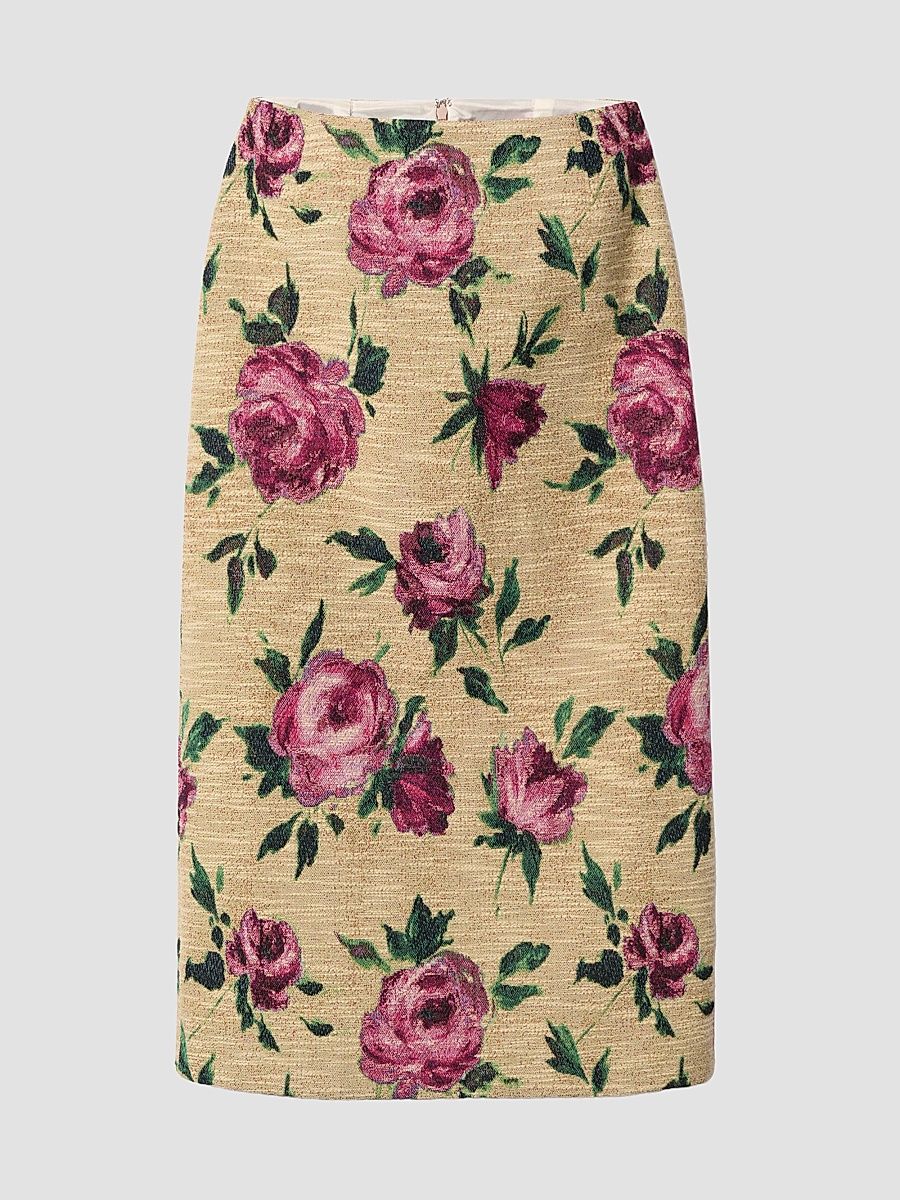 Women's Pencil Skirt - Roses Light Beige - Size XS