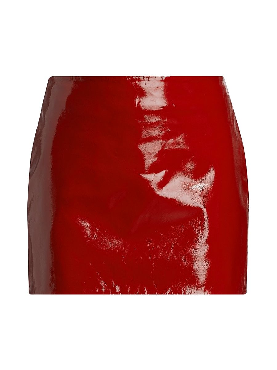Women's Patent Leather Miniskirt - Red - Size 8