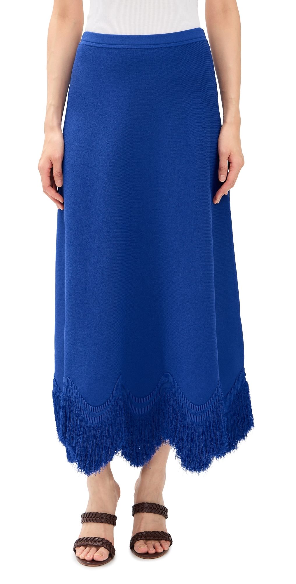 Ulla Johnson Paulina Knit Skirt with Fringe Cobalt P