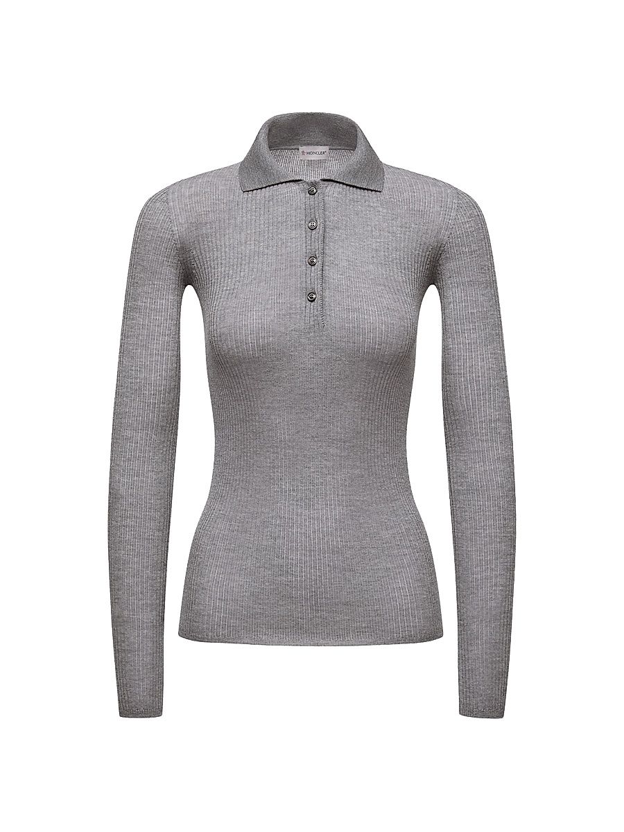 Women's Polo Shirt in Wool - Gray - Size XL