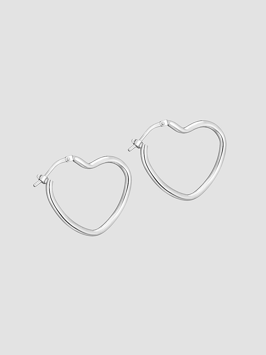 Women's Sweetheart Hoops in Sterling Silver - Silver