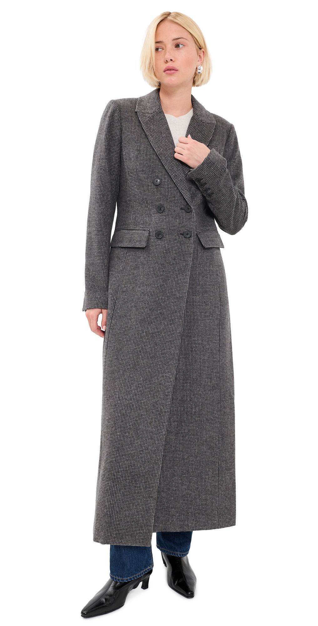 Favorite Daughter Simon Coat Charcoal Mini Houndstooth XS