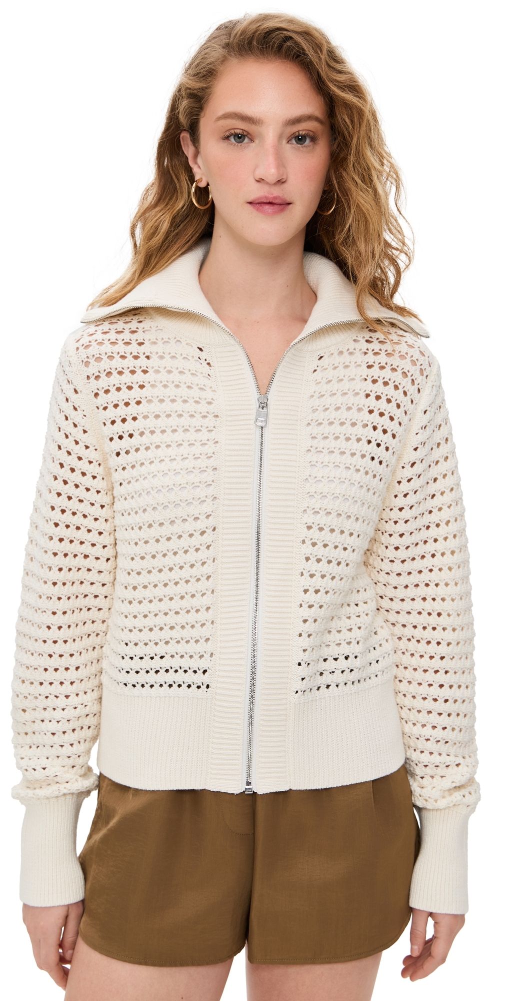 Varley Eloise Full Zip Knit Cardigan Egret M
