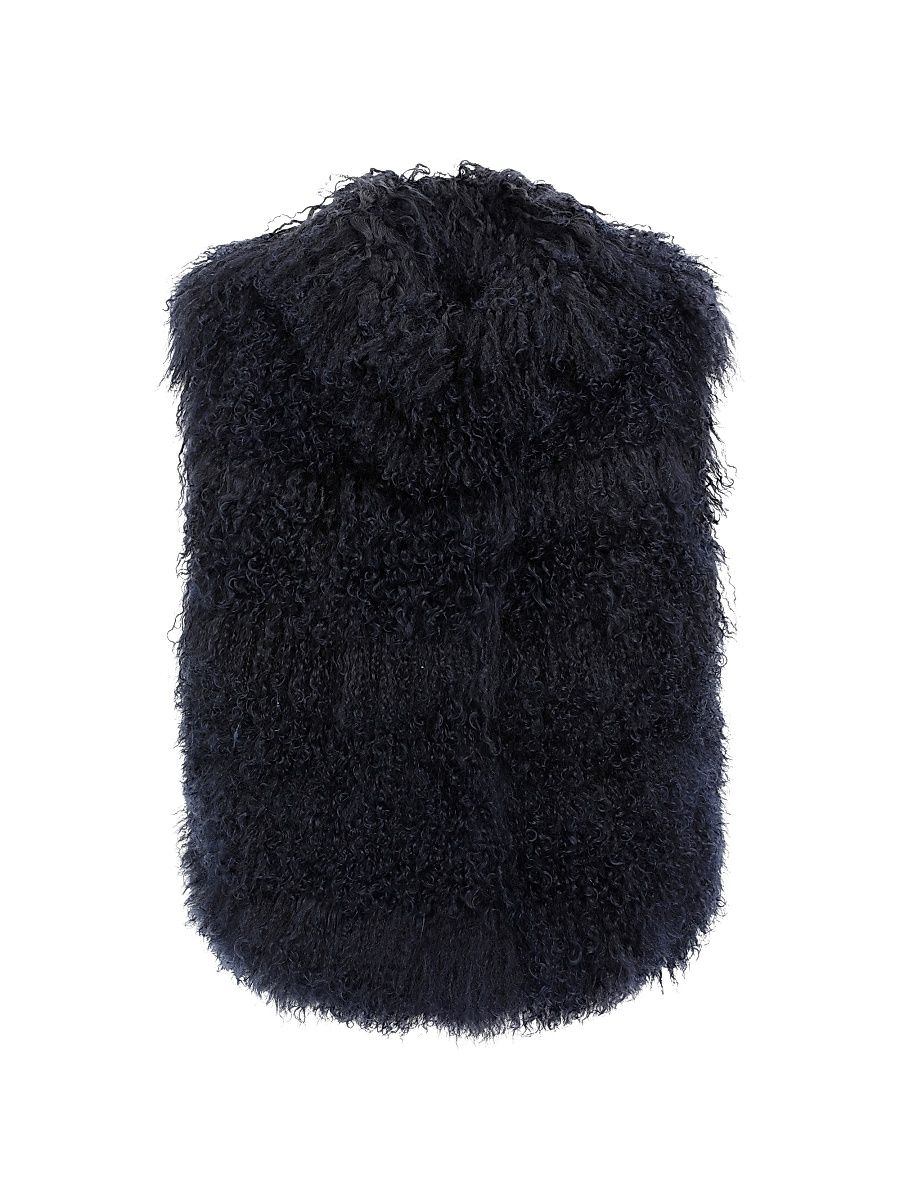 Women's Select Mongolian Lamb Vest - Navy - Size Large