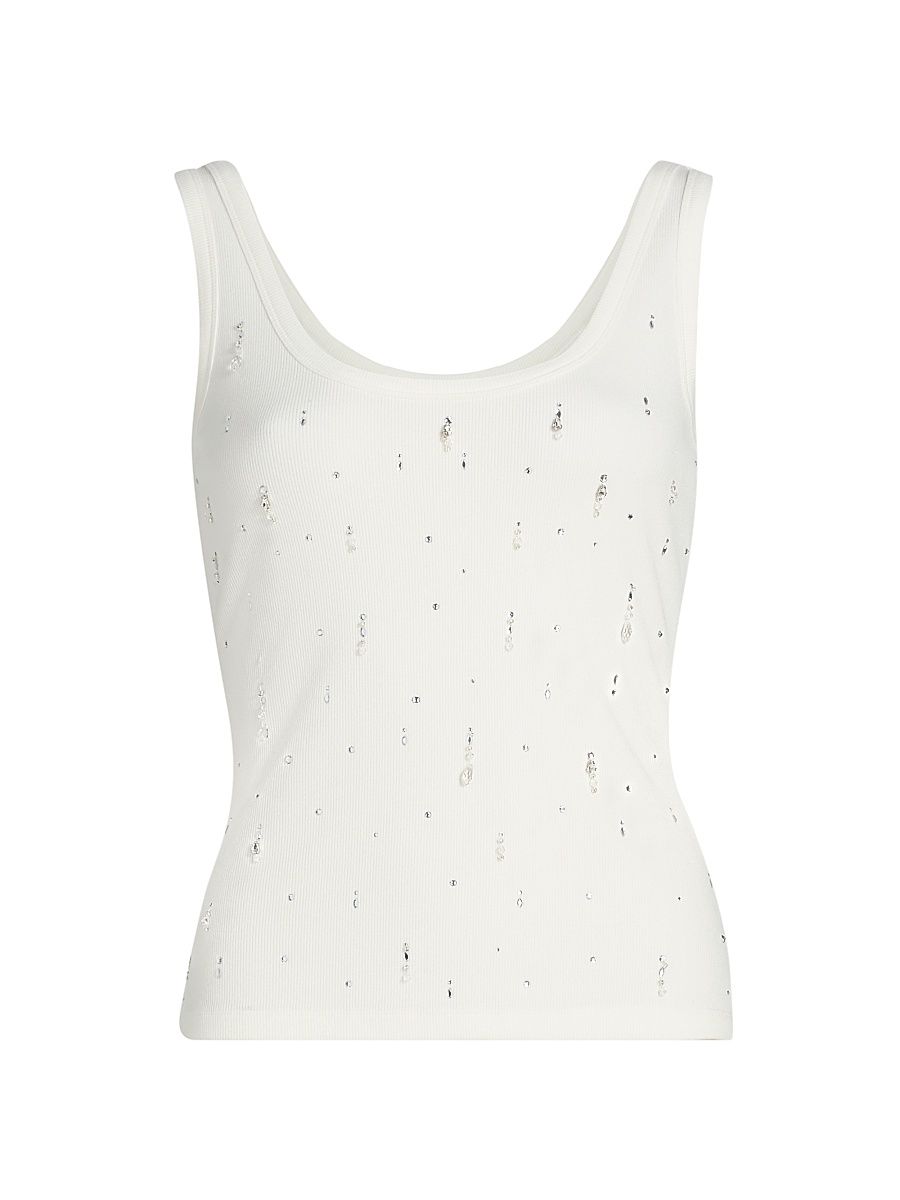 Women's Evita Embellished Jersey Tank - White - Size XL