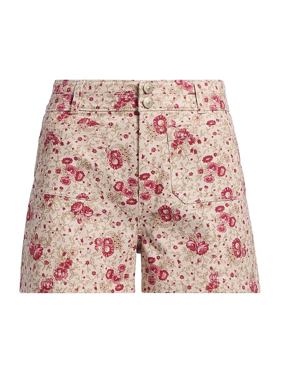 Women's Dorothea Floral Cotton-Blend Shorts - Cherry Rose Multi - Size 12