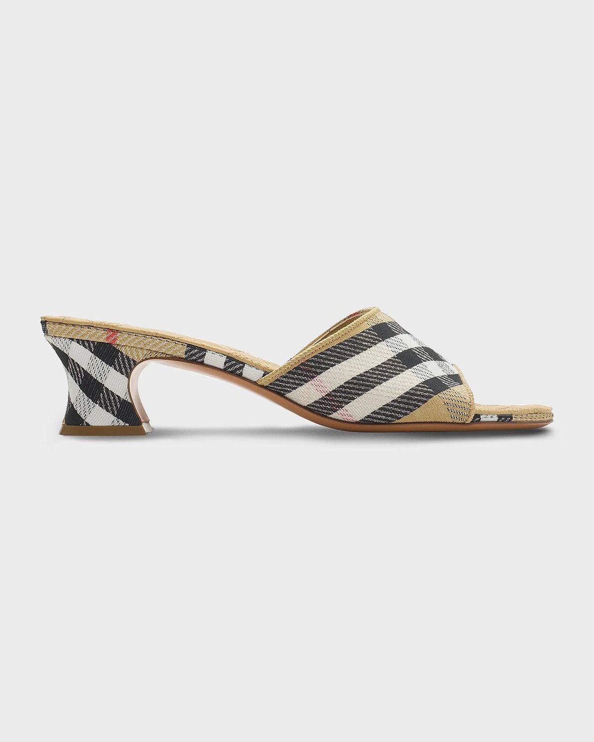 45mm Sloane Check Kitten-Heel Mules