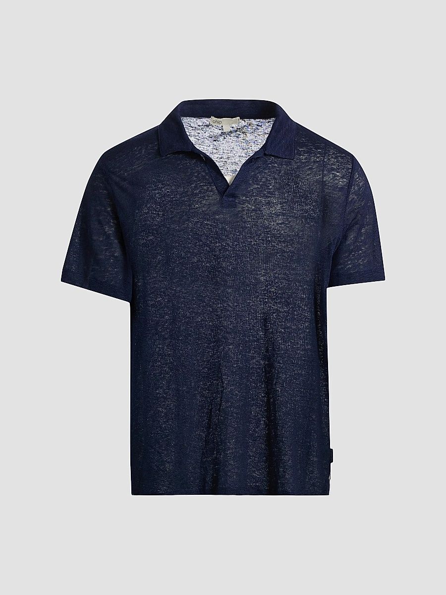 Onia Men's Shaun Linen Polo Shirt - Gunmetal - Size XXL