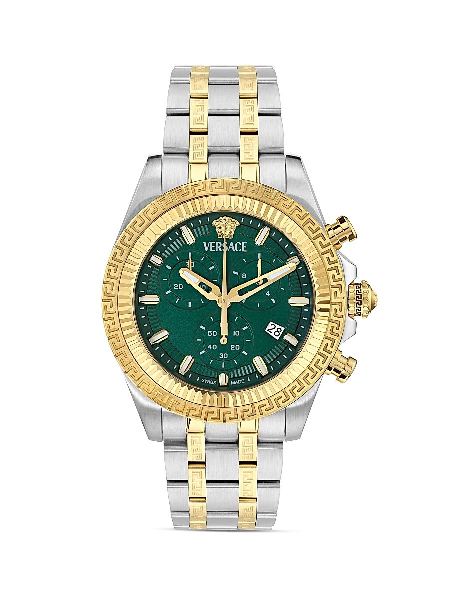 Men's Stainless Steel Bracelet Watch/40MM - Twotonewithgreendial