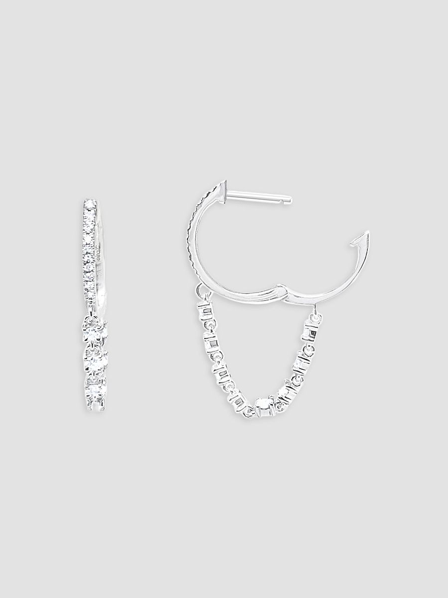 Women's 14K White Gold & 0.38 TCW Diamond Chain Drop Earrings - White Gold