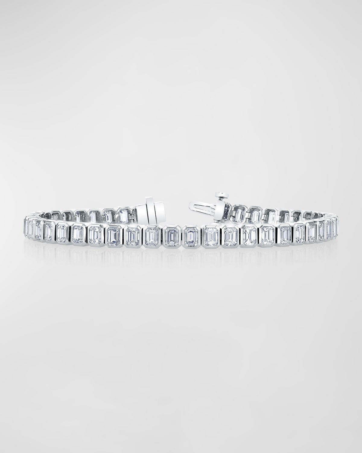 x Christina Adamo 18K Gold North-South Bezel-Set Diamond Tennis Bracelet, 5.70tcw, 7"L