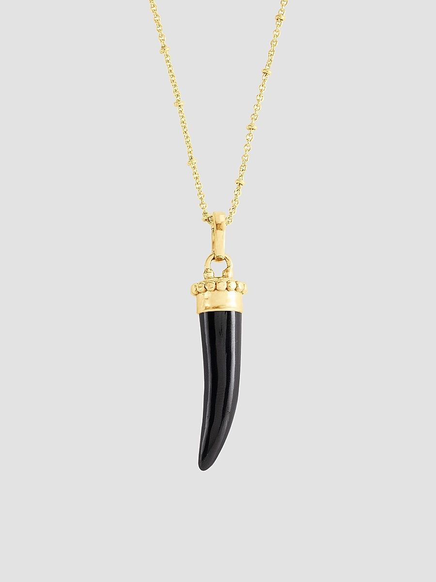 Women's Forza 18K-Gold-Plated & Gemstone Horn Pendant - Black Onyx