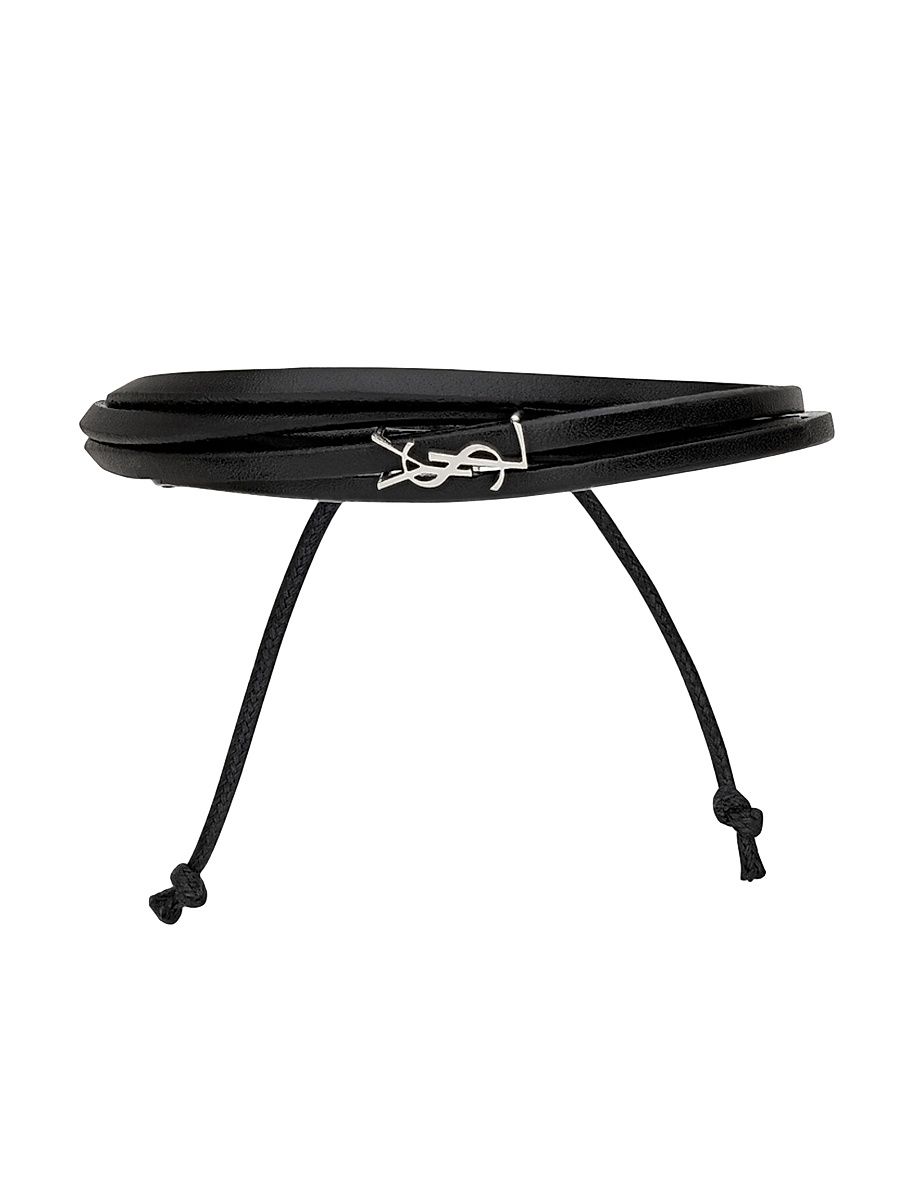 Men's Cassandre Multi-Strand Bracelet in Leather - Black And Oxidized Nickel - Size Small