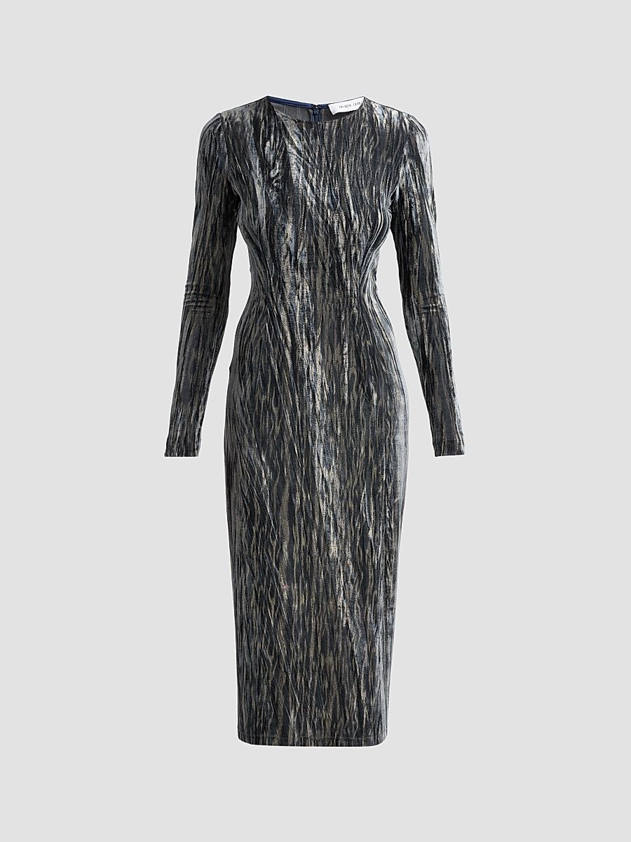 Prabal Gurung Women's Stretch Velvet Sheath Midi Dress - Anthracite - Size XL
