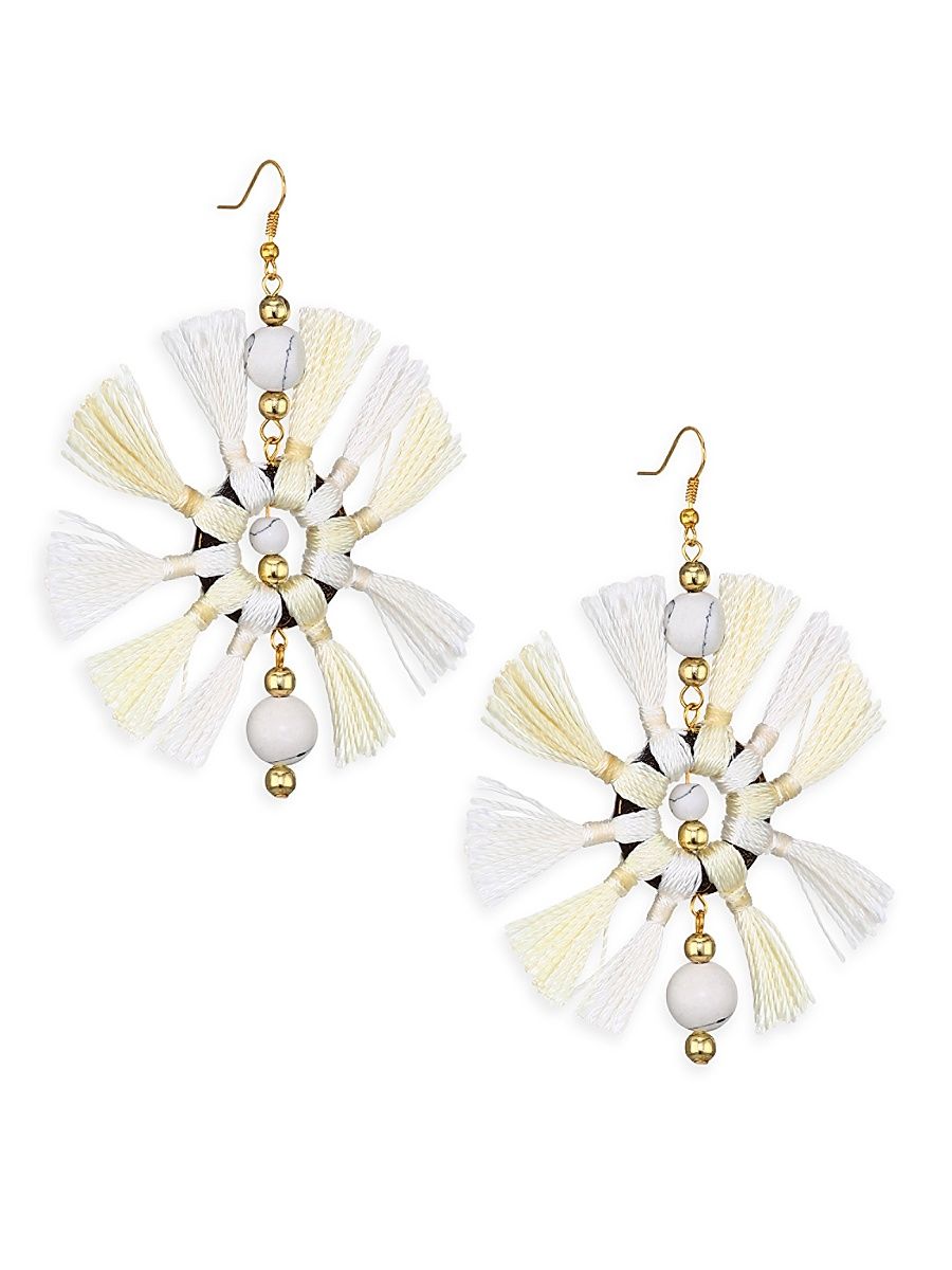 Two-Tone Multi-Tassel Fishhook Earrings - White Ivory